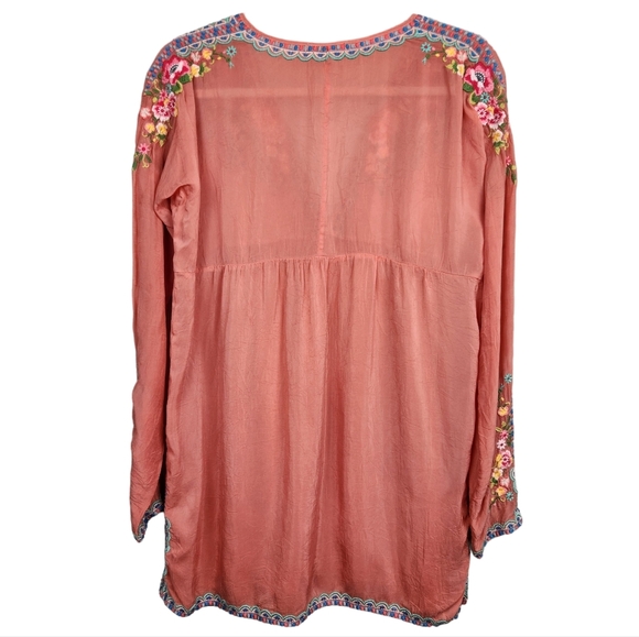 Johnny Was Coral Embroidered Boho Peasant Floral Blouse Women's Size XS - Picture 7 of 11